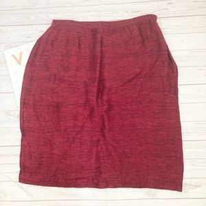 eileen fisher womens l red a-line skirt textured h